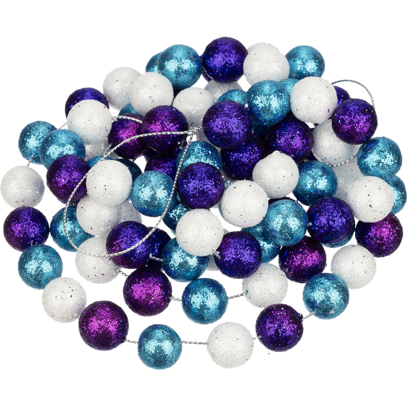 Изображение товара Новогодние бусы на ёлку Magic Time 170 см голубые и белые пенополистироловые