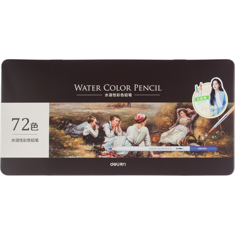 Изображение товара Карандаши акварельные Deli шестигранные 72 цвета с кистью в металлической коробке