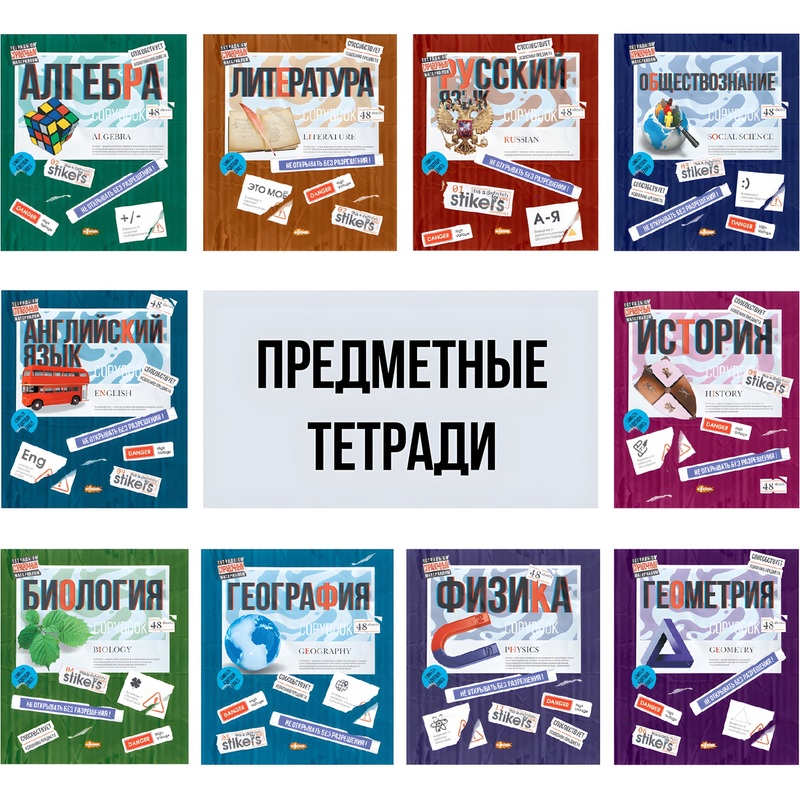 Изображение товара 1School Тетрадь предметная А5 48 листов 10 шт Стикеры ТWIN лак