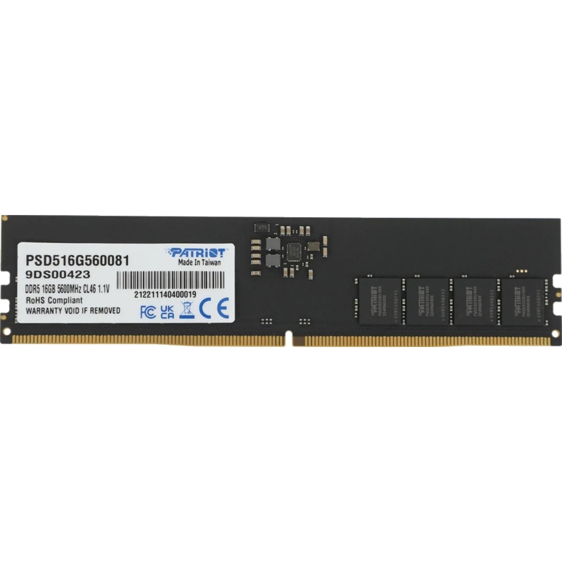 Изображение товара Модуль памяти DDR5 16ГБ Patriot Memory PSD516G560081 высокопроизводительный DIMM