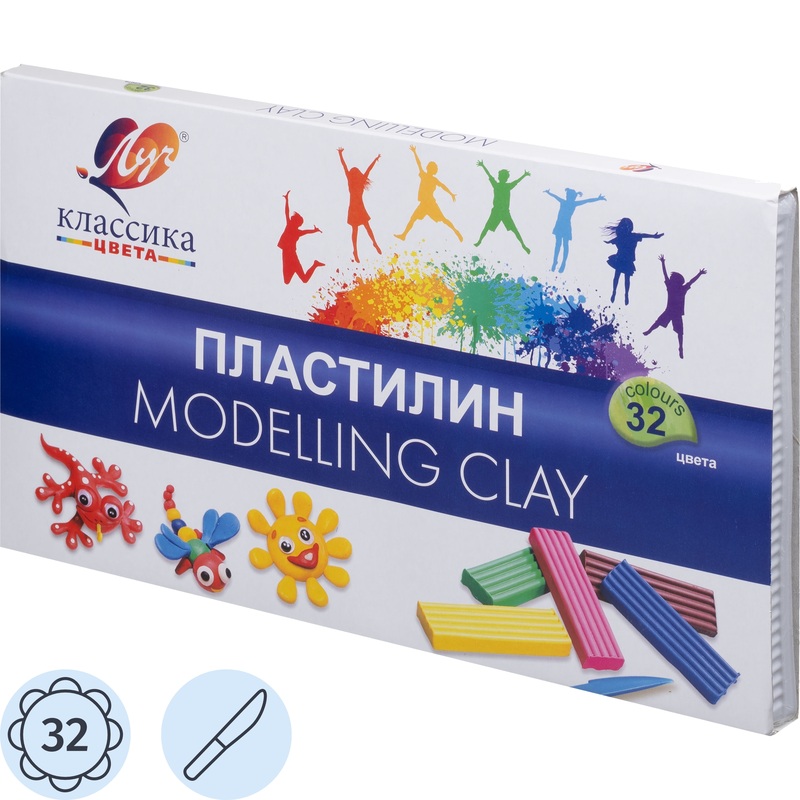Изображение товара Пластилин классический Луч Классика 32 цвета 640 грамм
