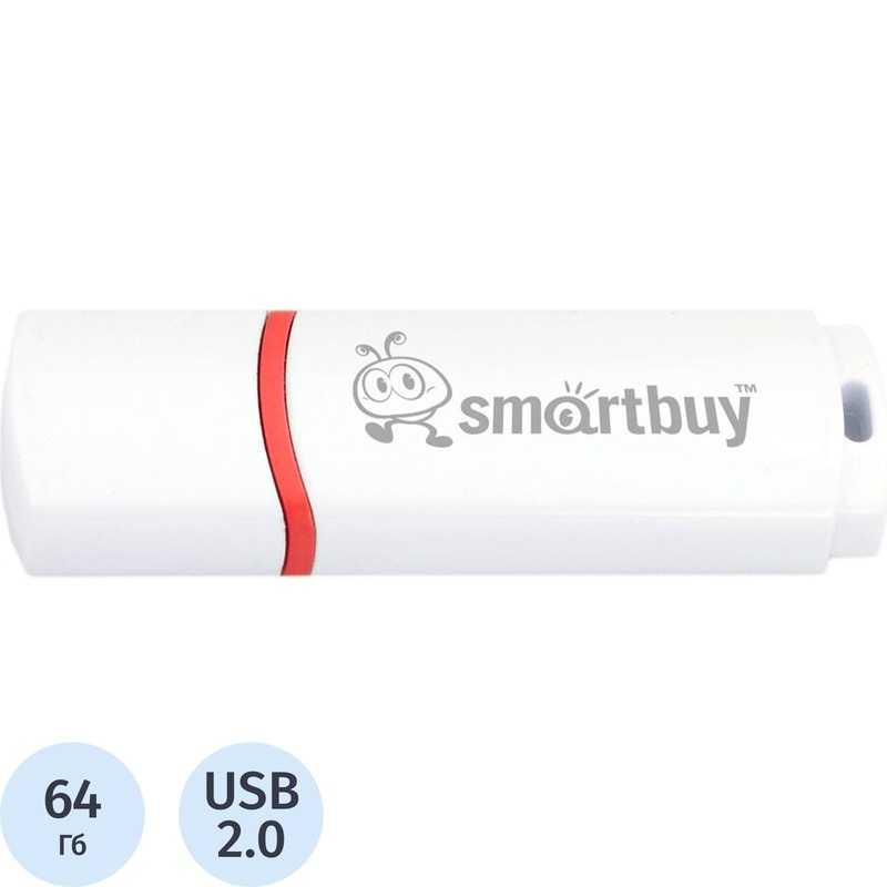 Изображение товара Флешка USB 2.0 64 ГБ SmartBuy Crown SB64GBCRW-W