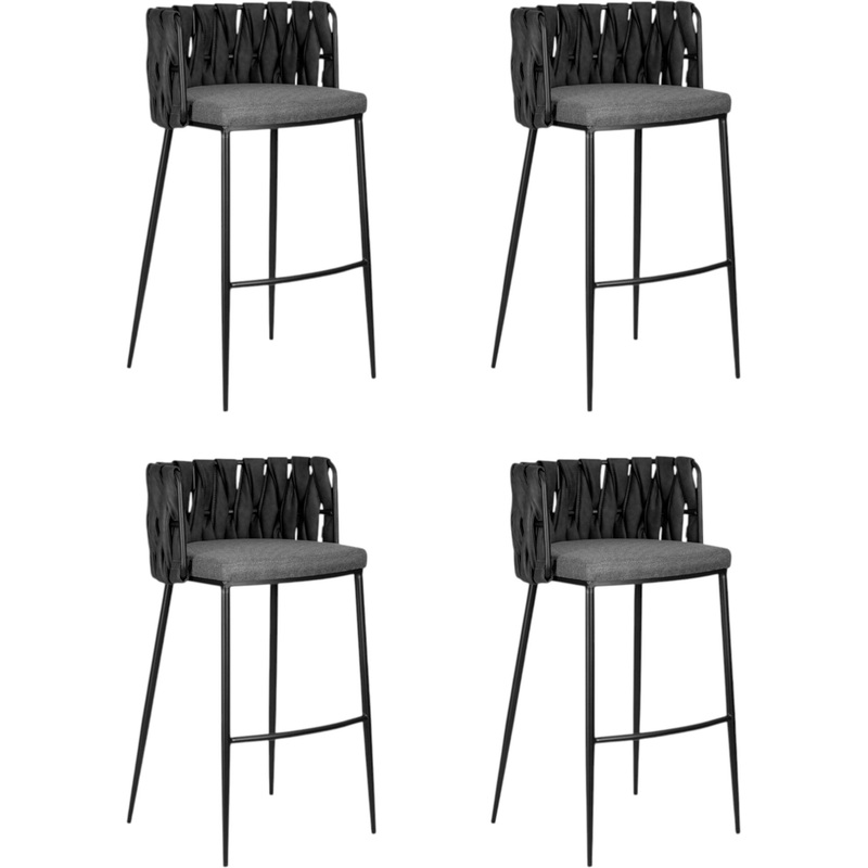 Изображение товара Стул барный DOBRIN AMELIA серый/чёрный (ткань/экокожа, металл, 4 штуки в упаковке)