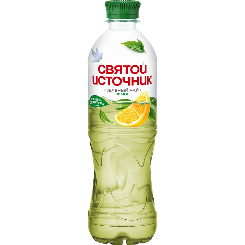 Изображение товара Холодный зеленый чай Святой Источник лимон 0.5 л — натуральный освежающий напиток