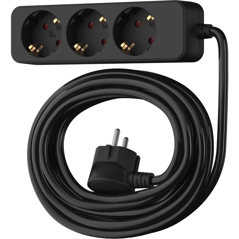 Изображение товара Удлинитель Фотон 16-103Е 3 розетки 10 м с заземлением черный