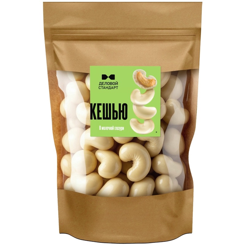 Изображение товара Кешью Деловой Стандарт жареный в молочной глазури 200 г вкусный перекус Россия