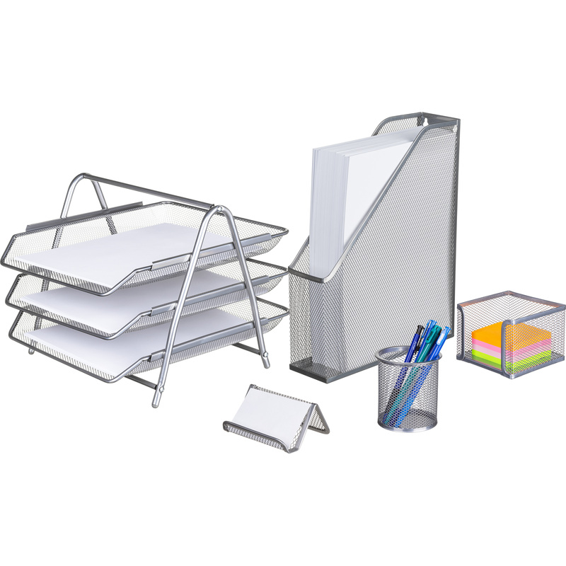 Изображение товара Комплект настольных аксессуаров Attache металлический серебристый 5 предметов