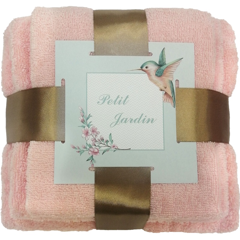 Изображение товара Махровый набор полотенец Аврора 3 шт 30x50 50x80 70x120 см розовые, 460 г/м² органический хлопок