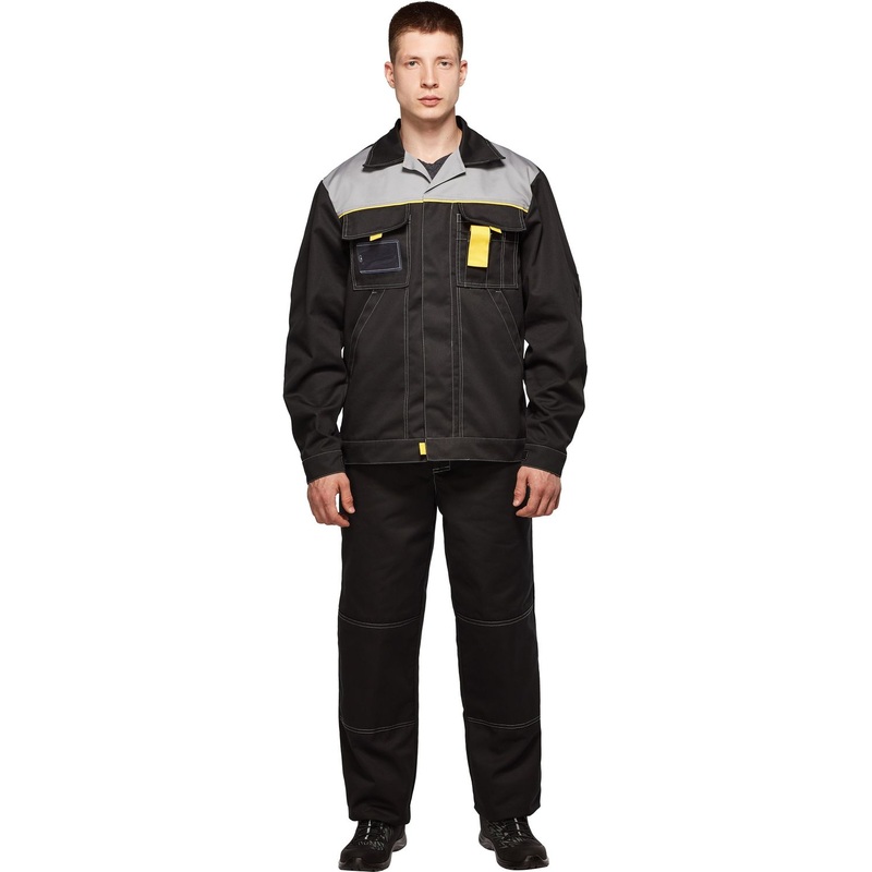 Изображение товара Костюм рабочий летний мужской л10-КБР черный/серый (размер 104-108 (52-54), рост 182-188)