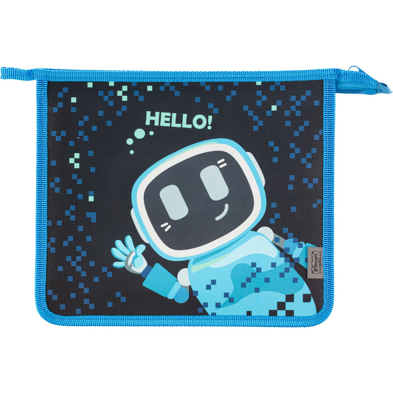 Изображение товара Папка для тетрадей Комус Класс Robot Hello А5 пластик на молнии одно отделение