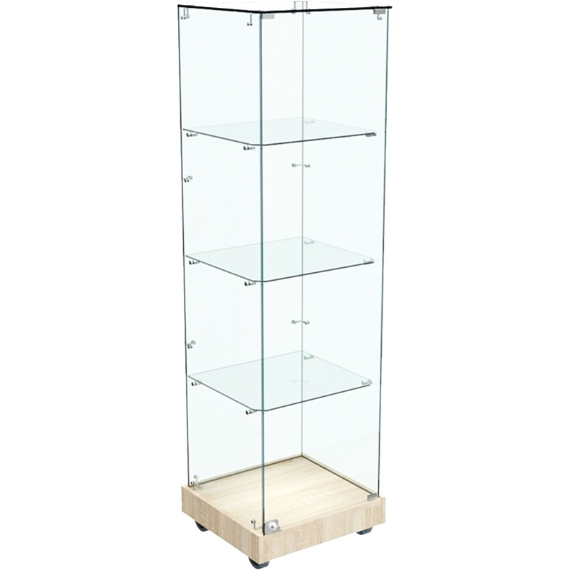 Изображение товара Витрина на колёсах дуб сонома прозрачные боки стекло 1616х450х450 мм
