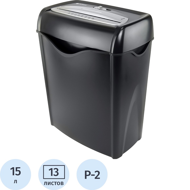 Изображение товара Шредер Гелеос УД15-2 с уровнем секретности Р-2, корзина 15 л