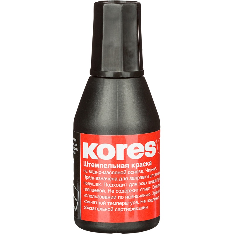 Изображение товара Краска штемпельная Kores водно-масляная 28 мл черная для бумаги