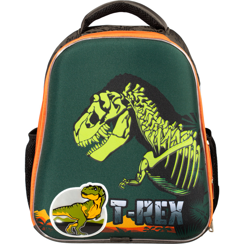 Изображение товара Школьный ранец Комус Класс №1 School Basic T-Rex зеленый анатомический с неоновыми элементами