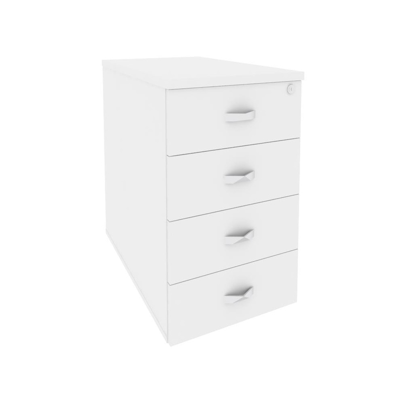 Изображение товара Тумба приставная Onix O.TPO-1.7 белый бриллиант с 4 ящиками и центральным замком