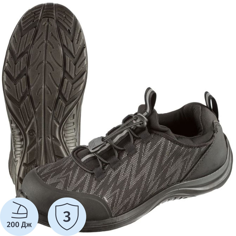 Изображение товара Кроссовки рабочие Мистраль Light ПУ из текстиля черные с металлическим подноском 39