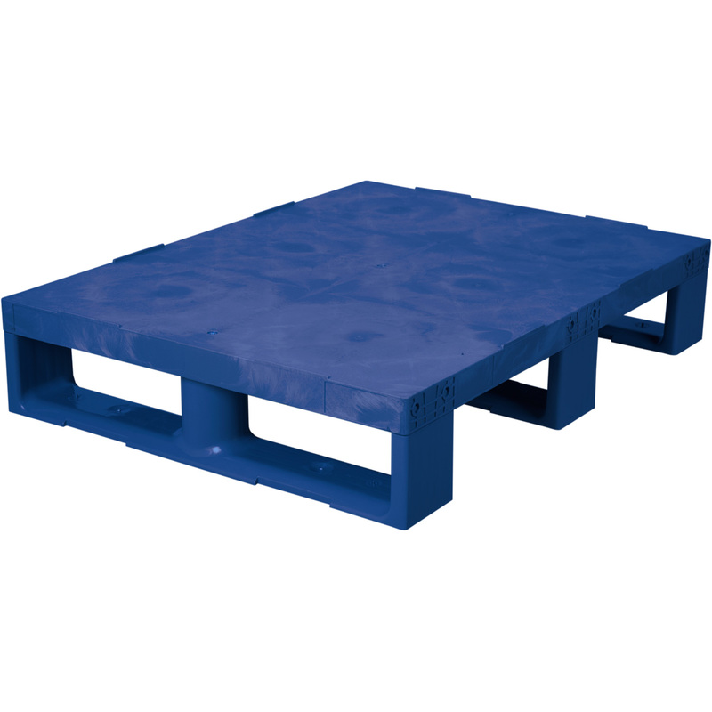 Изображение товара Паллет из ПНД сплошной 800x600x150 мм синий на 3-х полозьях