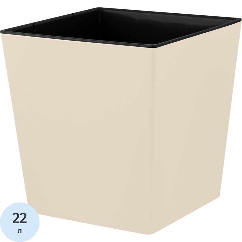 Изображение товара Горшок для цветов InGreen London Cube 22 л с внутренней вставкой 19 л калифорнийский миндаль (31.5x30 см)