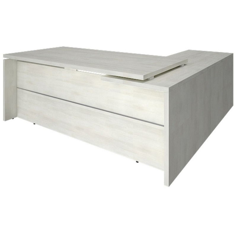 Изображение товара Стол руководителя угловой Yalta с приставкой левый (снежная патина, 2000х2000х750 мм)