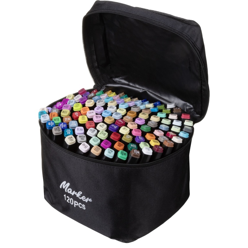 Изображение товара Уценка. Набор маркеров для скетчинга Mc Basir двухсторонние 120 цветов (толщина линии 1-7 мм)