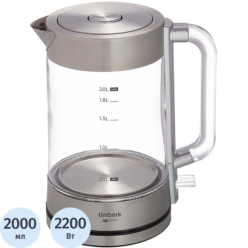 Изображение товара Электрический чайник Timberk T-EK27G04 серебристый 2000 мл стекло подсветка