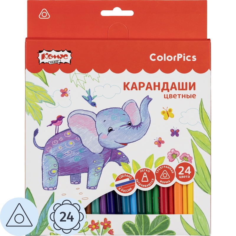 Изображение товара Карандаши цветные Комус Класс ColorPics 24 трёхгранные