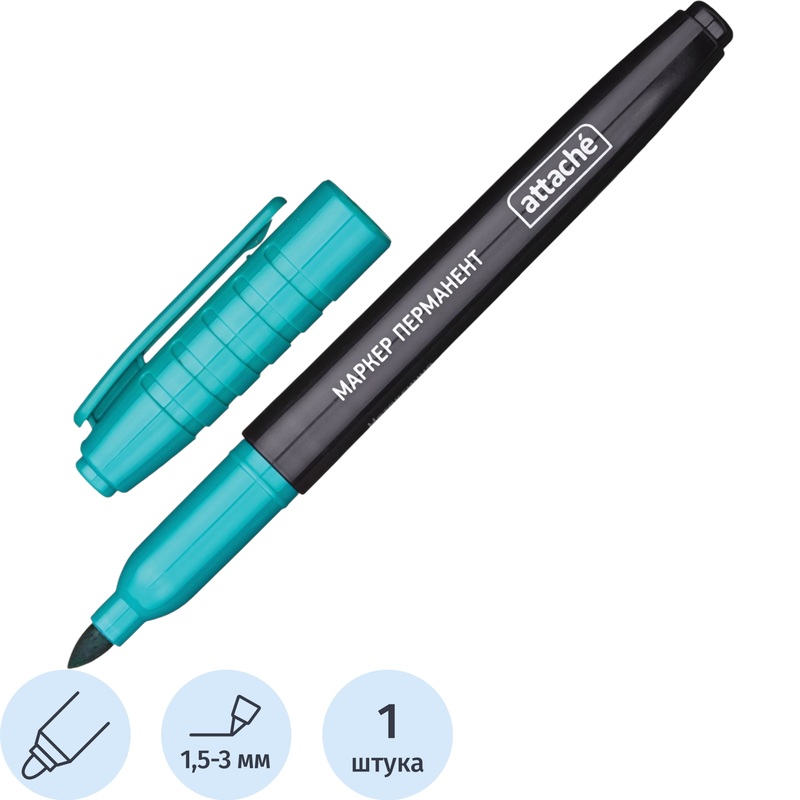 Изображение товара Перманентный маркер Attache зеленого цвета 1,5-3 мм круглый наконечник