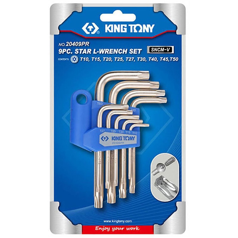 Изображение товара Набор г-образных ключей Torx King Tony T10-T50 с отверстием 9 шт