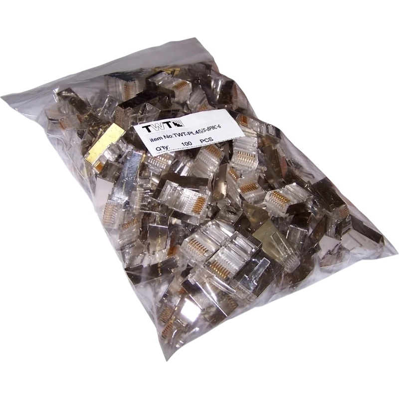 Изображение товара Коннектор TWT RJ-45 cat 6 100 штук в упаковке для Ethernet сетей