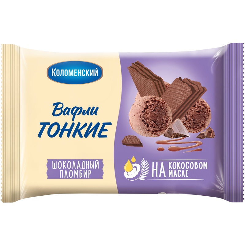 Изображение товара Вафли Коломенский шоколадный пломбир 100 г