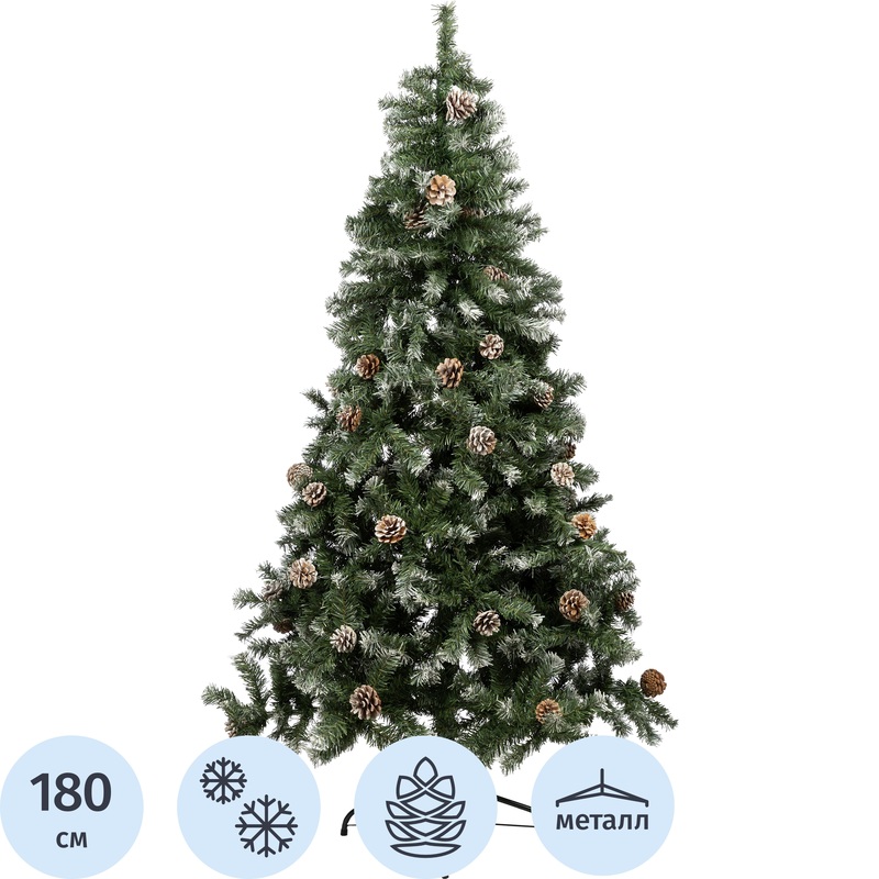 Изображение товара Ёлка искусственная новогодняя напольная заснеженная 1.8 м с украшениями