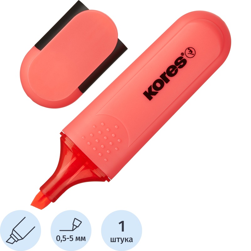 Изображение товара Текстовыделитель Kores Bright Liner Plus светло-розовый скошенный наконечник