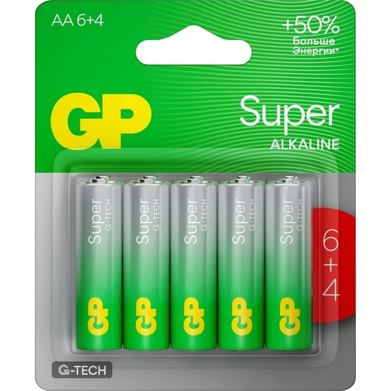 Изображение товара Батарейка AA пальчиковая GP Super 10 штук в упаковке