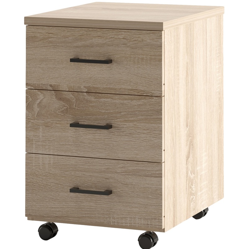 Изображение товара Тумба подкатная Volpi дуб альпийский 3 ящика с колесами 406х501х606 мм