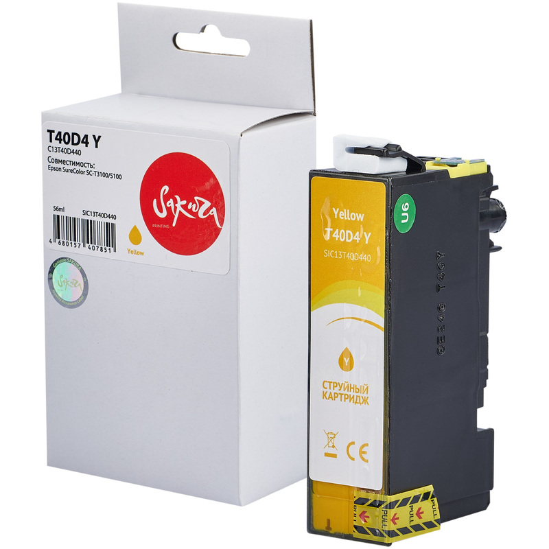 Изображение товара Картридж струйный Sakura T40D4 для Epson желтый