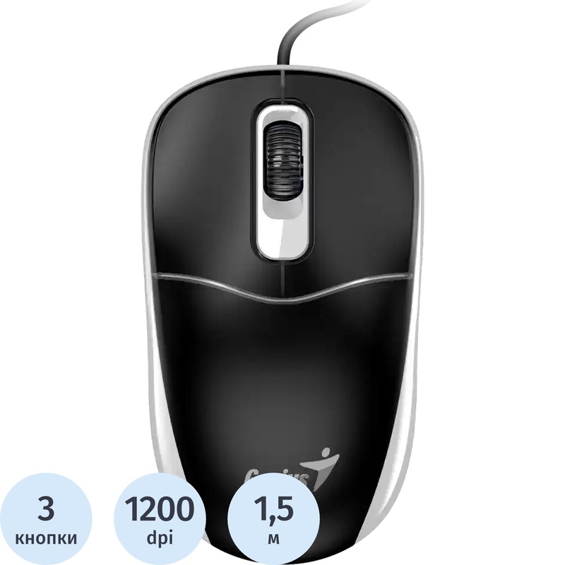 Изображение товара Мышь проводная Genius DX-111 чёрная/белая (31010034401) Изображение товара Мышь проводная Genius DX-111 чёрная/белая (31010034401)