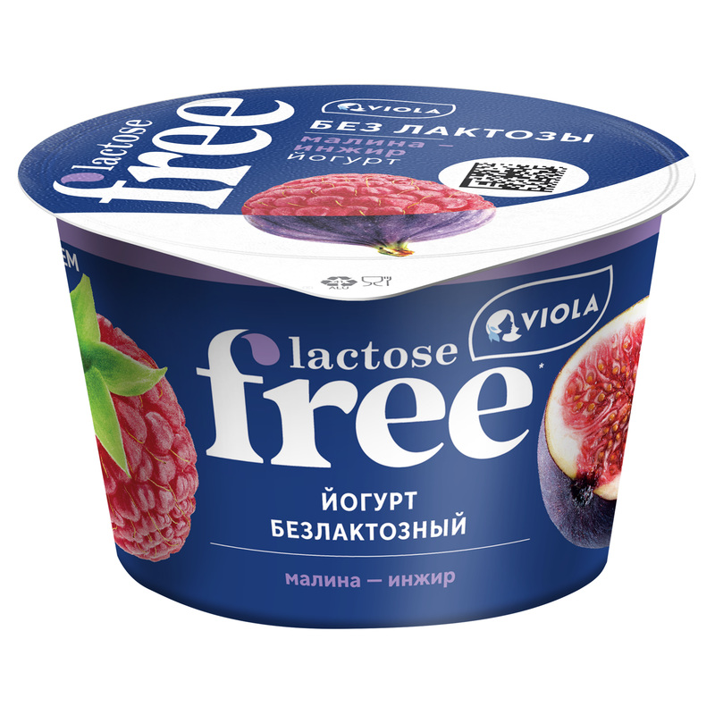Изображение товара Безлактозный йогурт Viola Free малина-инжир 180 г натуральный вкус
