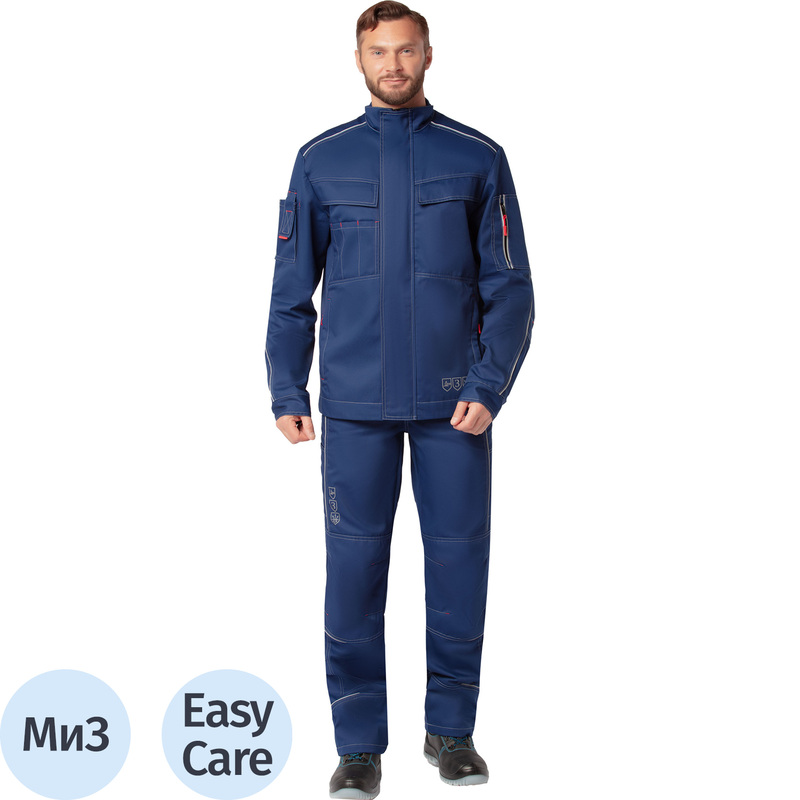 Изображение товара Куртка рабочая летняя мужская л51-КУ с СОП синяя (размер 104-108 (52-54), рост 158-164)