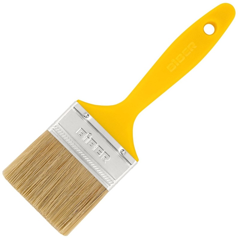 Изображение товара Кисть малярная плоская Бибер Эконом 31254 из натуральной щетины 63 мм с пластиковой рукояткой (тов-169160)