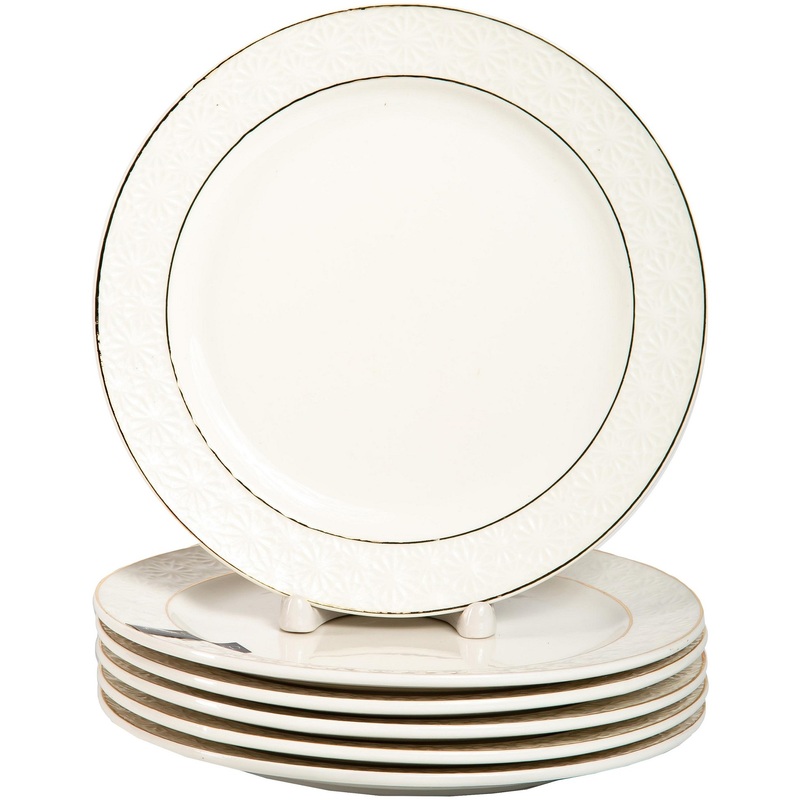 Изображение товара Набор тарелок Грация Нежность 6 предметов фарфор белый 210 мм