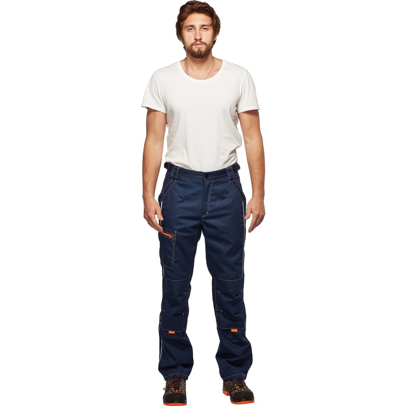 Изображение товара Брюки рабочие летние мужские л34-БР со светоотражающим кантом синие (размер 104-108 (52-54), рост 170-176)