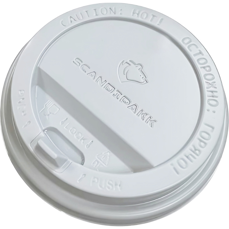 Изображение товара Крышка для стакана Сканди Пакк 90 мм пластиковая белая с носиком 1000 шт