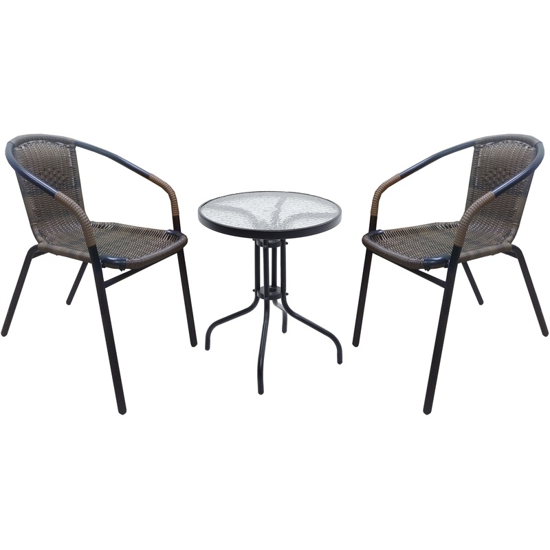 Изображение товара Набор мебели Марсель мини коричневый/черный из ротанга и стали для 2 человек