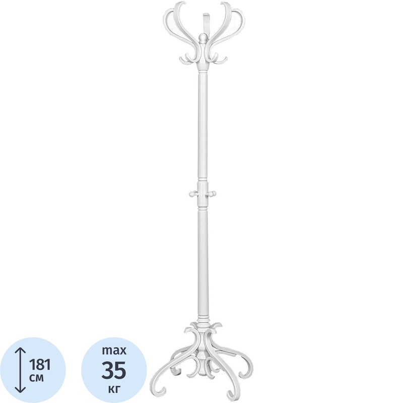 Изображение товара Вешалка напольная стойка В 2Н на 5 персон из массива дерева белая