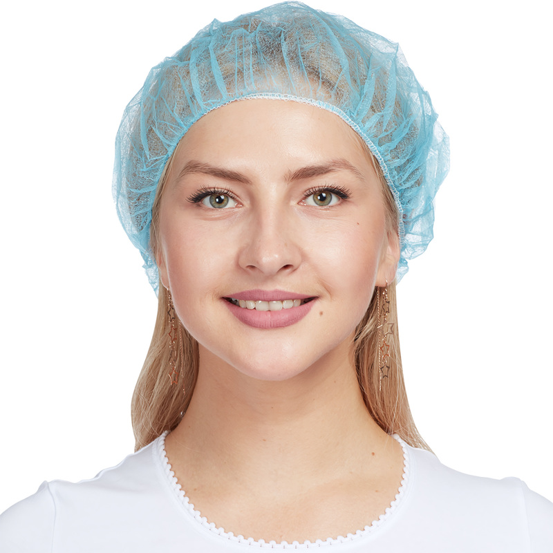 Изображение товара Одноразовая шапочка берёт голубая 100 шт для гигиены и защиты