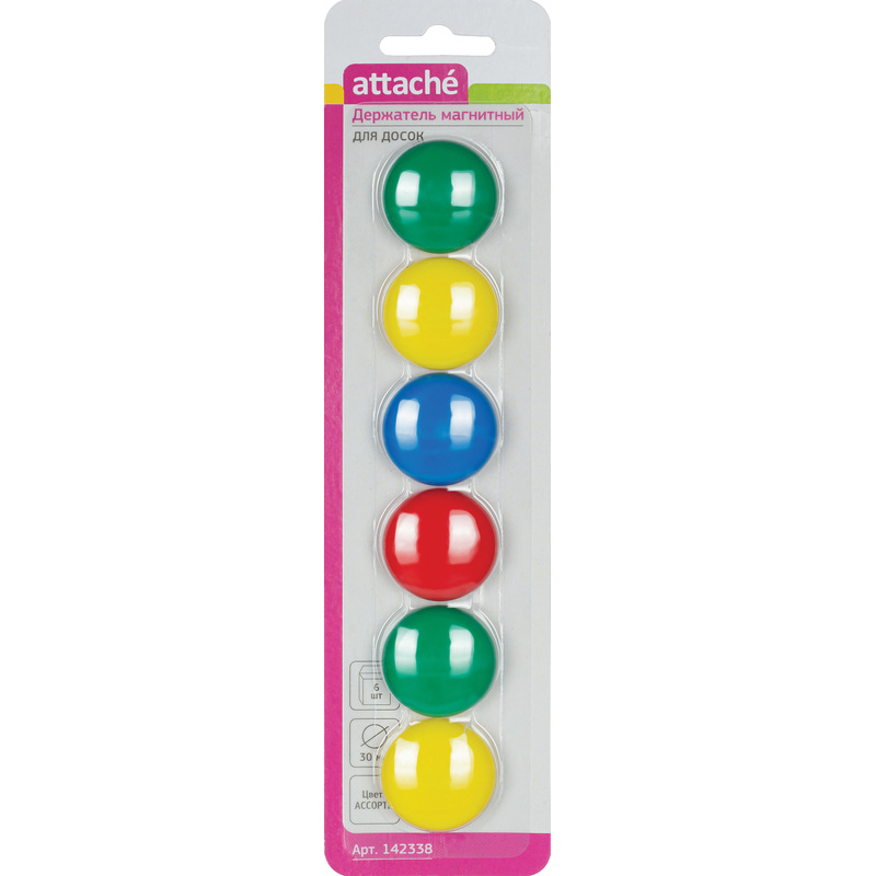 Изображение товара Магнитный держатель для досок Attache (диаметр 30 мм, 6 штук в упаковке)