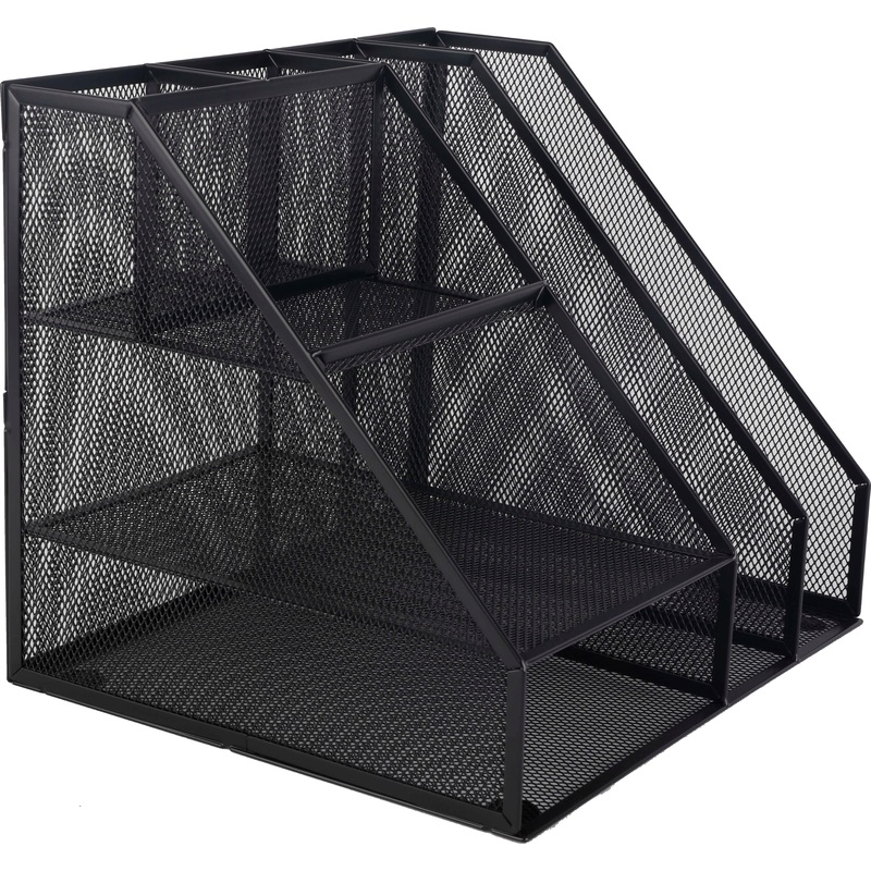 Изображение товара Вертикальный металлический лоток для бумаг A4 Комус 7 отделений черный