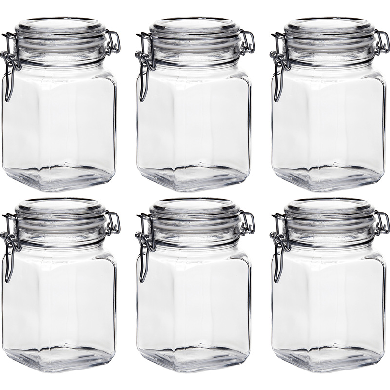 Изображение товара Стеклянная банка с металлической клипсой Pasabahce Кремлин 1050 мл, набор 6 штук