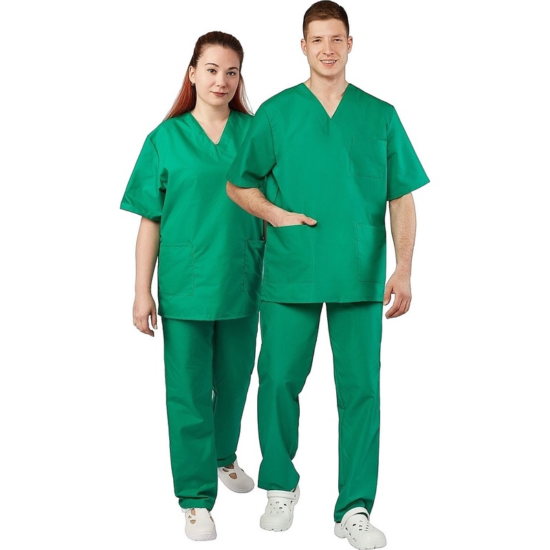 Изображение товара Костюм хирургический м05-КБР с коротким рукавом зелёный (размер 120-124 (60-62), рост 182-188)