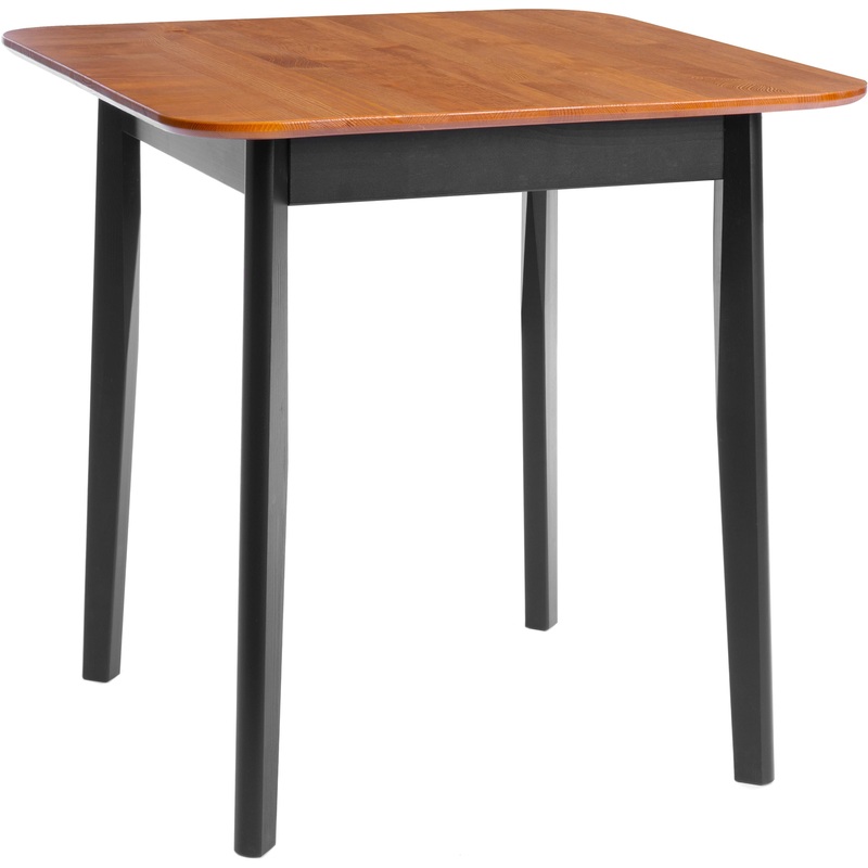 Изображение товара Обеденный квадратный стол из массива сосны с черным каркасом 75х75 см